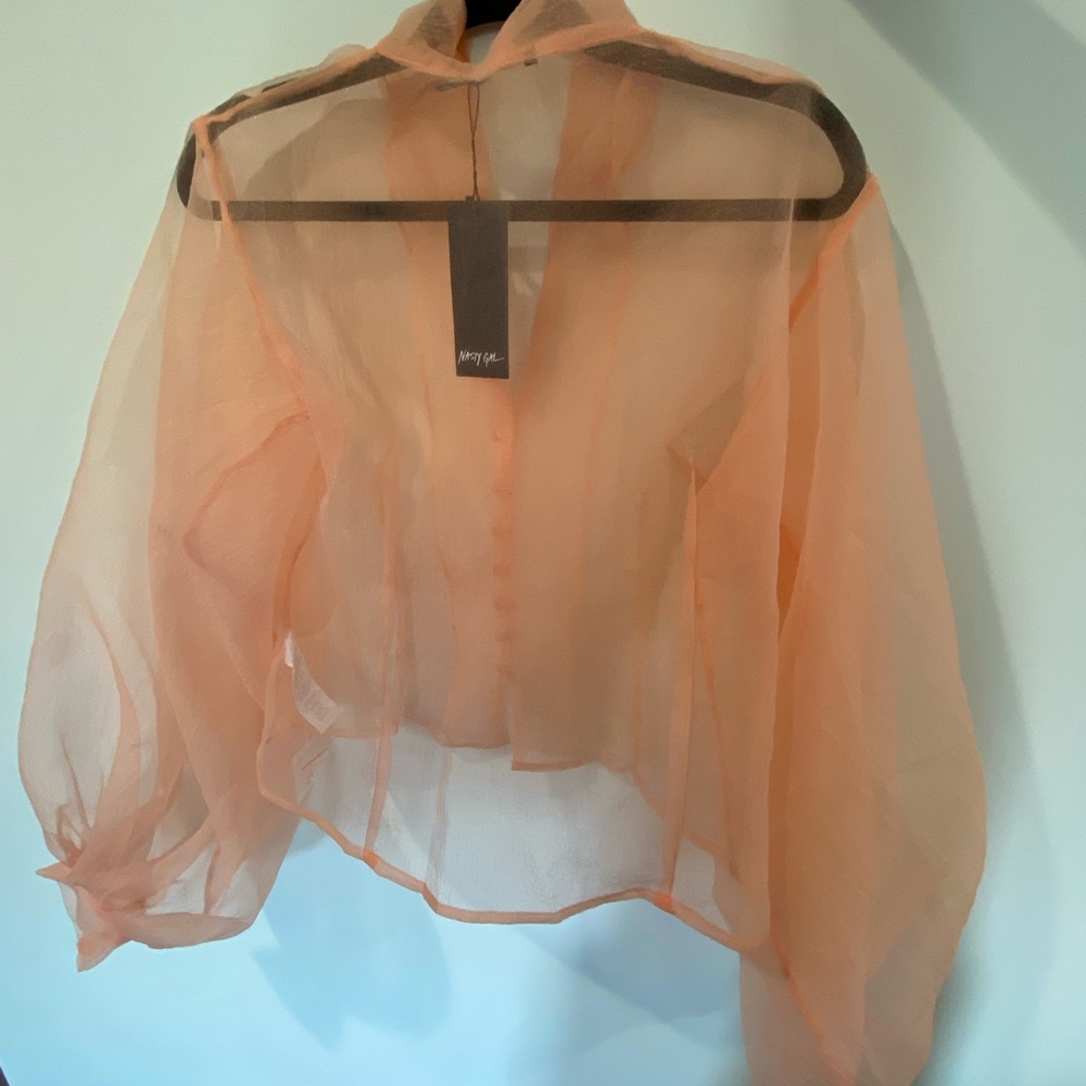 Nasty Gal Organza Puff Sleeve Blouse